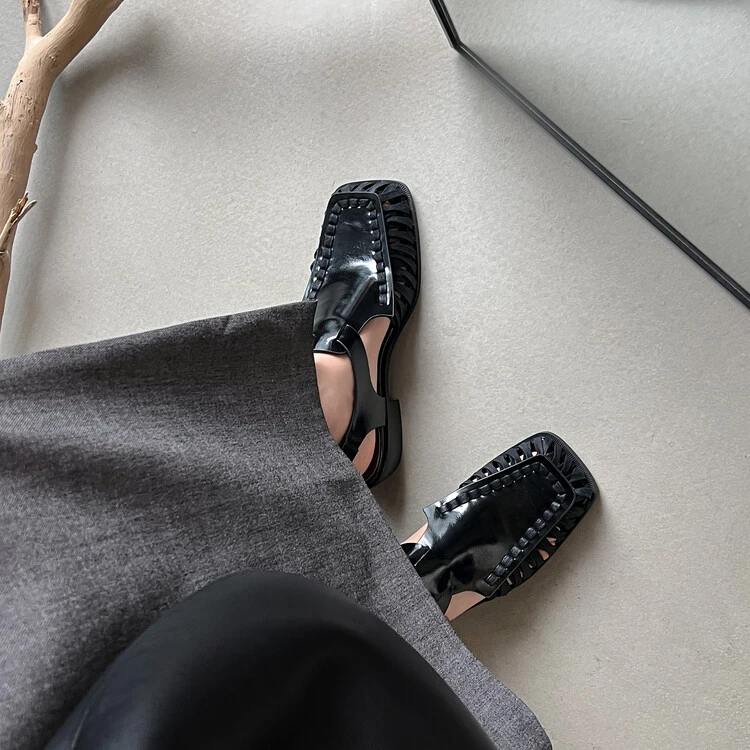 [4.5cm ]英伦风气质百搭粗跟包头凉鞋夏季新款罗马风时尚凉鞋4160