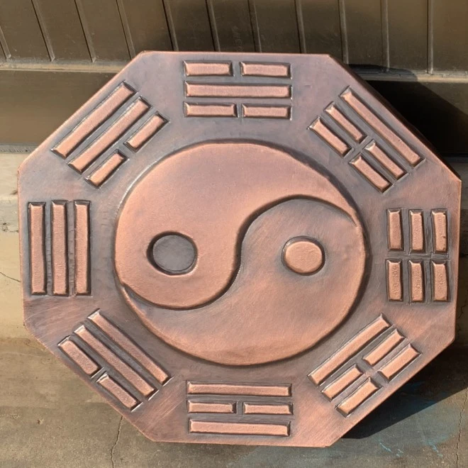锻铜浮雕紫铜挂画八卦图手工錾刻装饰画背景墙工艺画文化墙景观墙