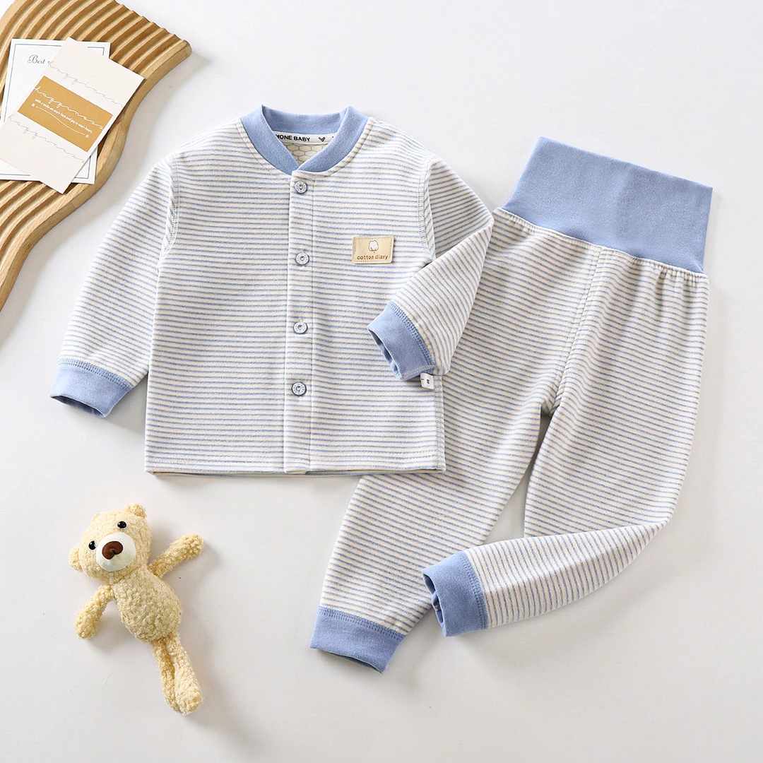 儿童保暖婴儿套装长袖高腰护肚内衣打底套装秋衣秋裤女童男宝宝