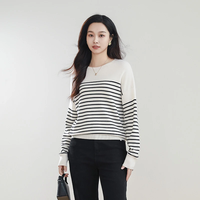 火桐hooton四平针条纹针织衫T570