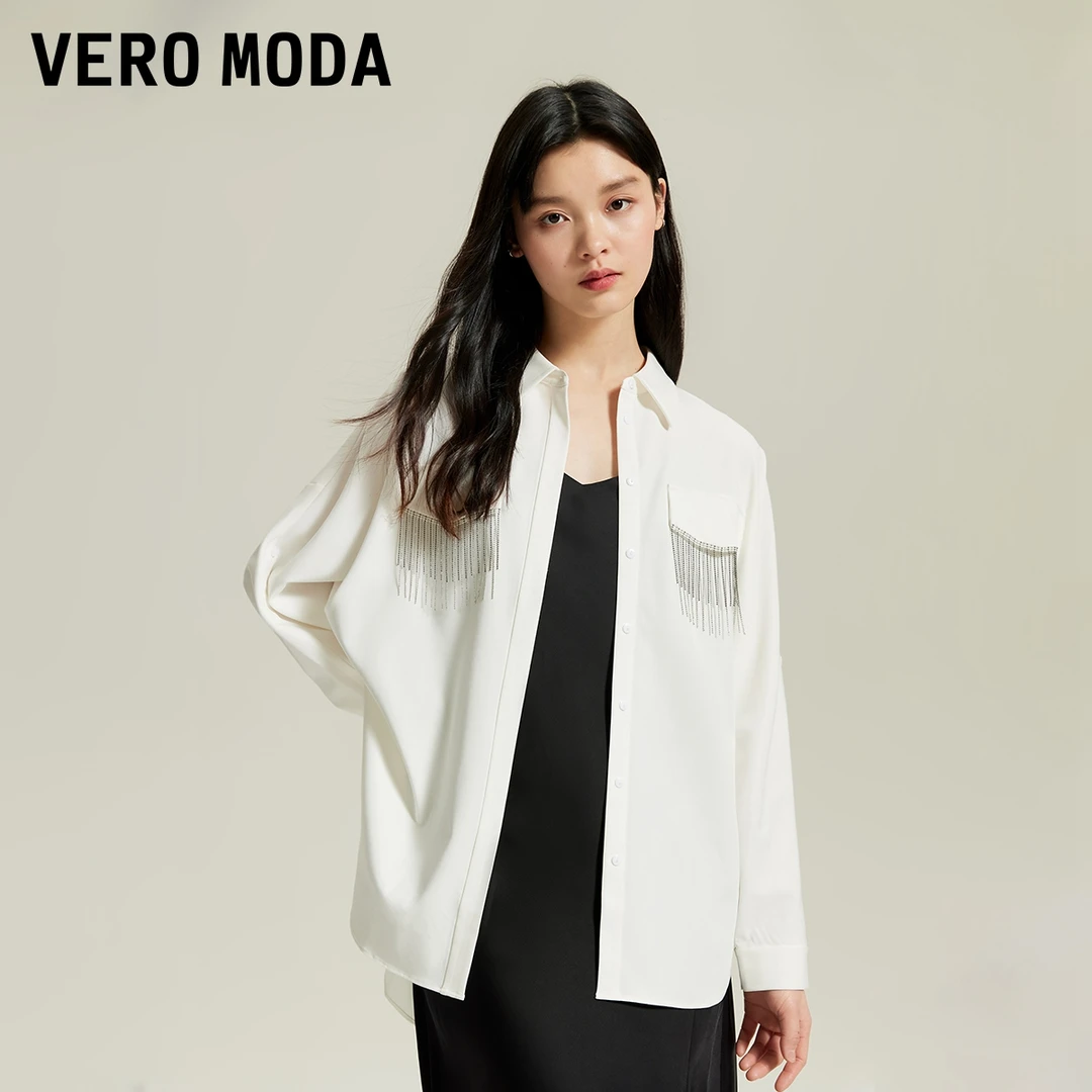 【粉丝专享】Vero Moda衬衫浪漫宽松通勤流苏落肩袖324205010