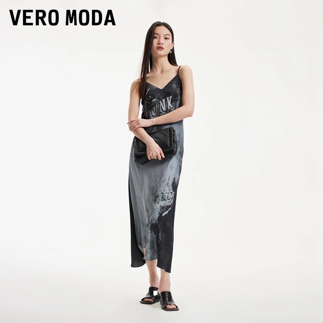 Vero Moda新款高能感连衣裙吊带V领直筒显瘦气质风百搭32437A034