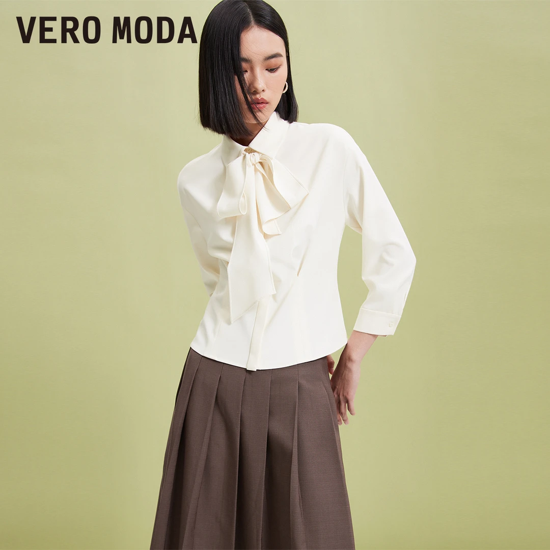 【芋总专属】Vero Moda衬衫优雅气质七分袖可拆卸领带324131013