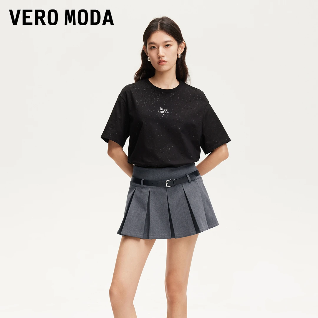 Vero Moda半身裙小众洋气女装腰带百褶裙有衬裤辣妹风325116033