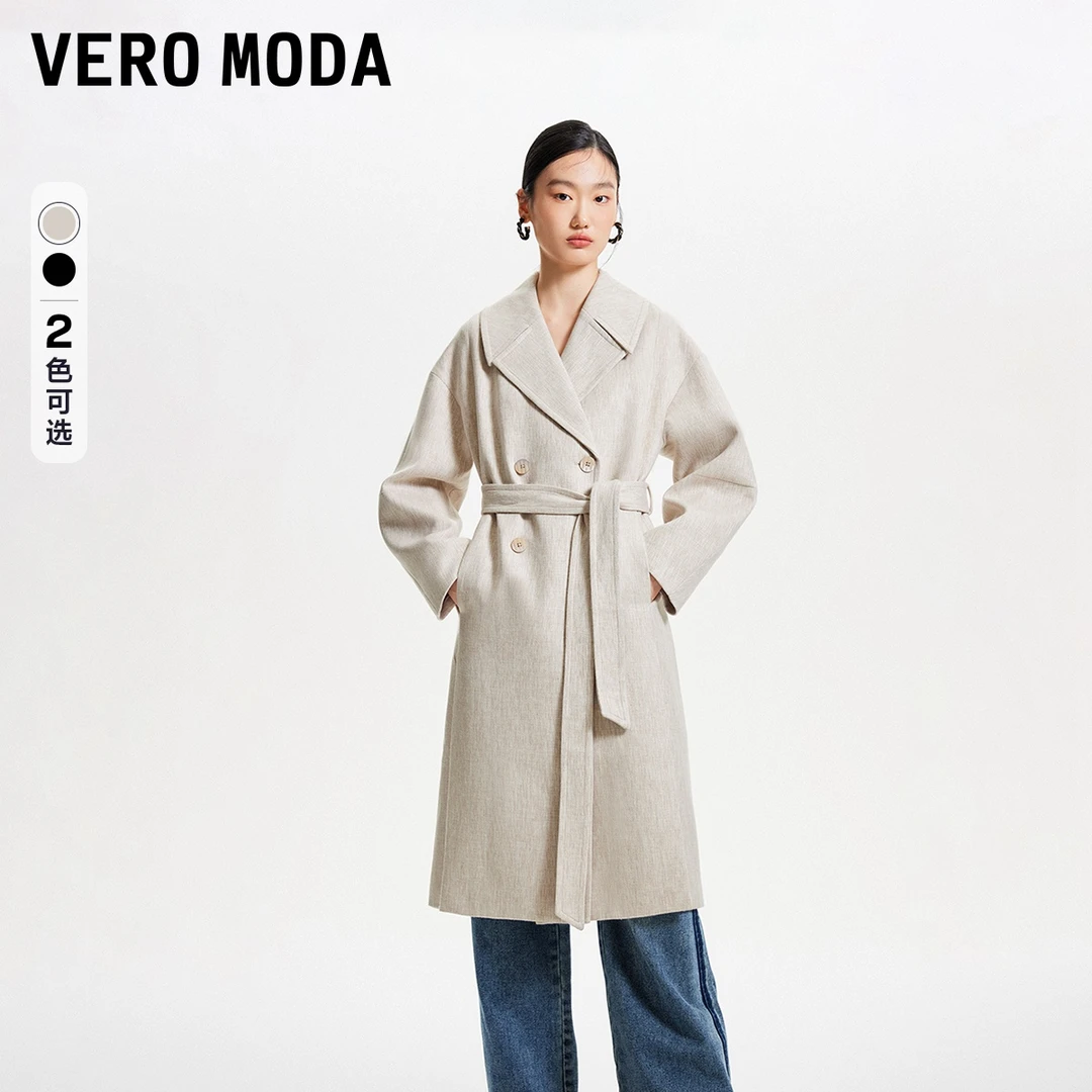【粉丝专属】Vero Moda风衣外套优雅简约大翻领双排扣324109001