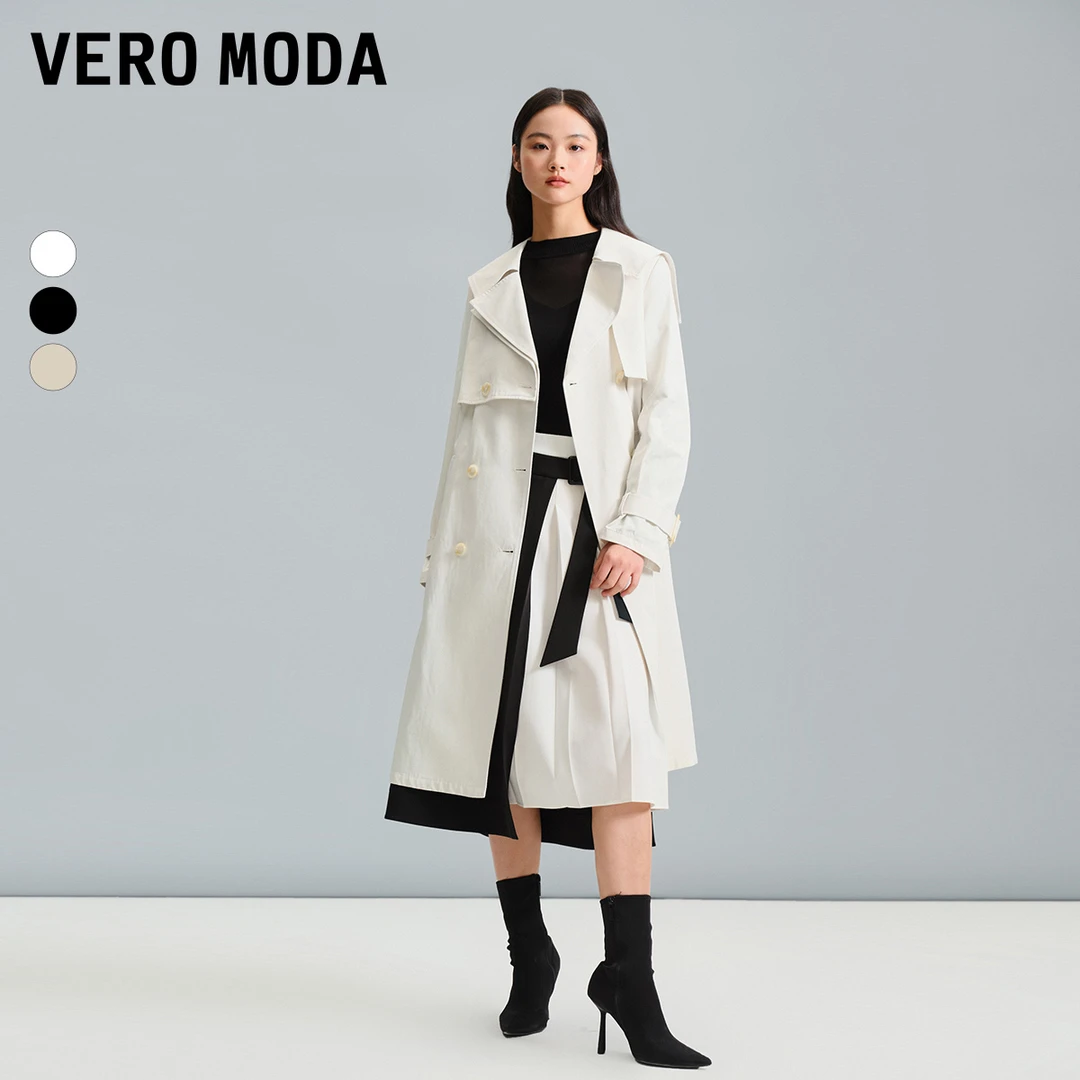 1110【金拐子专属】Vero Moda风衣外套女翻领收腰双排扣324121007