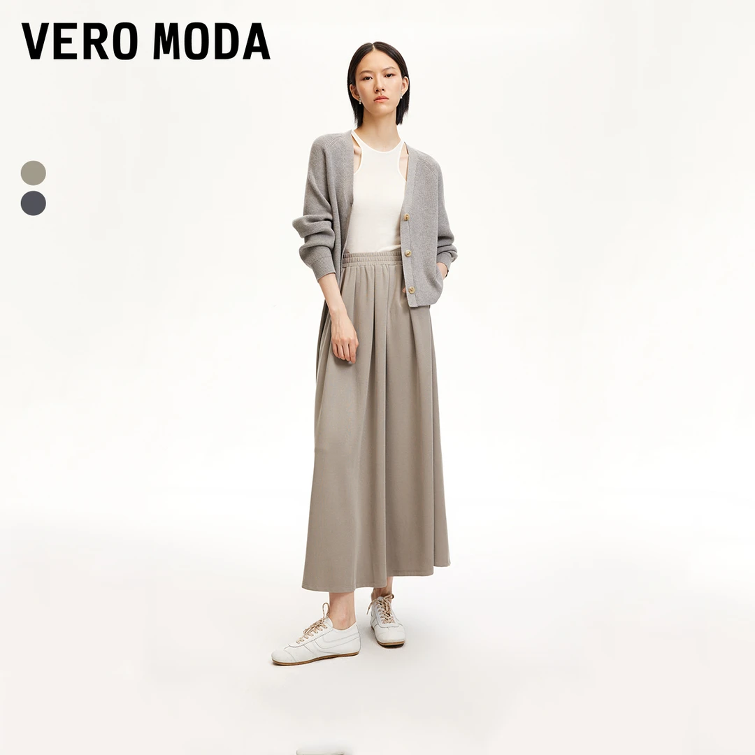 Vero Moda欧若风半身裙女高腰A版百褶松紧腰气质百搭32431G012