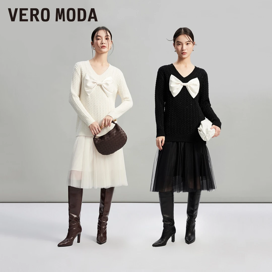 Vero Moda2024新款针织衫毛衣连衣裙套装套头吊带网纱32347D004