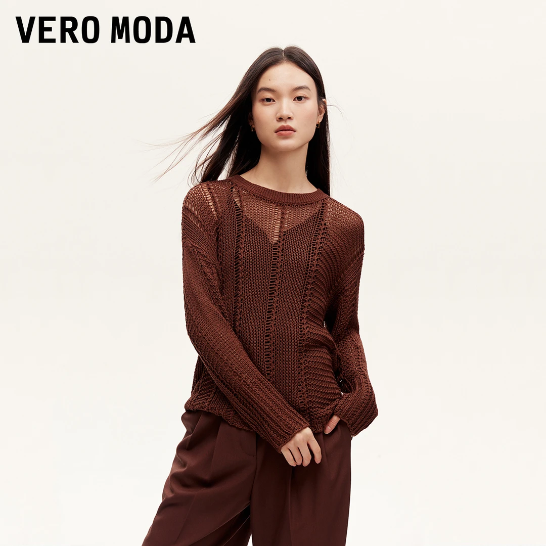 【达人推荐】Vero Moda针织衫罗纹圆领镂空上衣时尚休闲324324101
