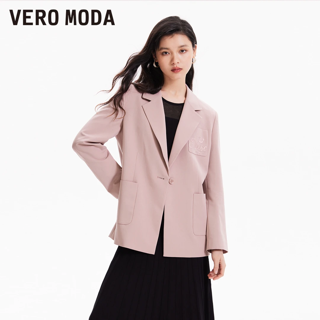 1091【金拐子专属】Vero Moda西装外套女纯色玫瑰刺绣324108011