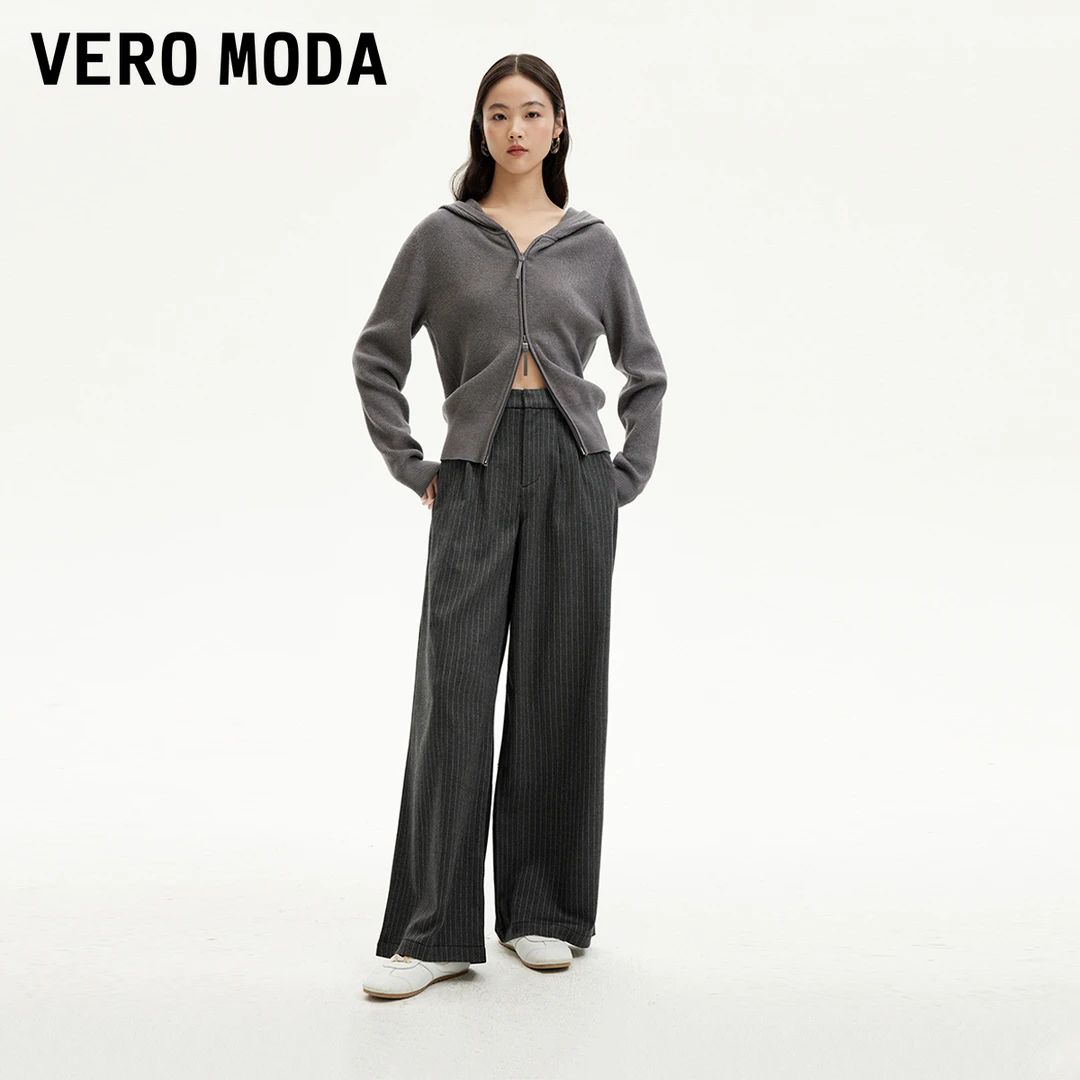 【达人专属】Vero Moda高腰宽松阔腿拼接牛仔裤时尚324332025