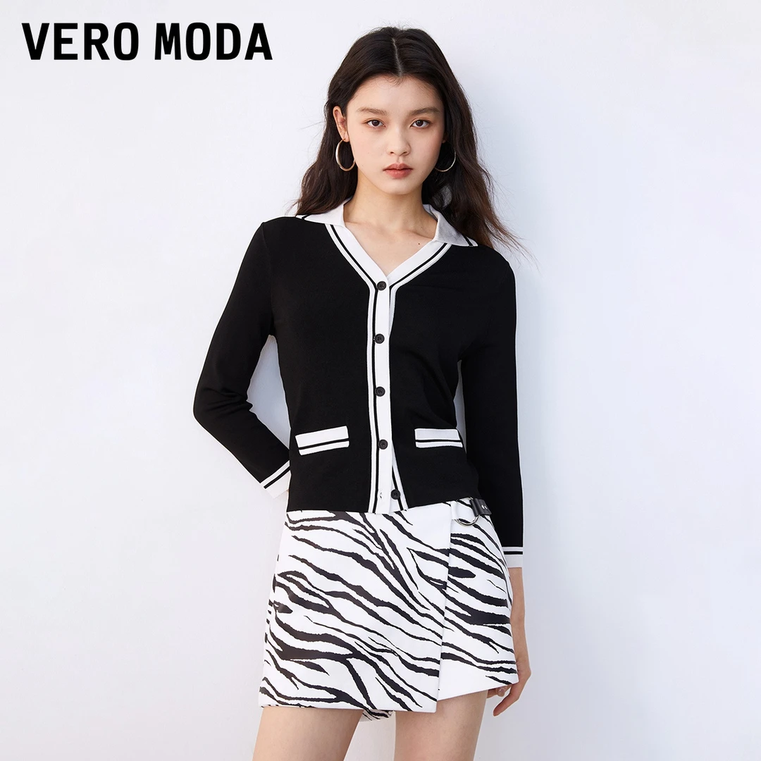 【芋总专属】Vero Moda针织衫气质通勤黑白开衫女323324001