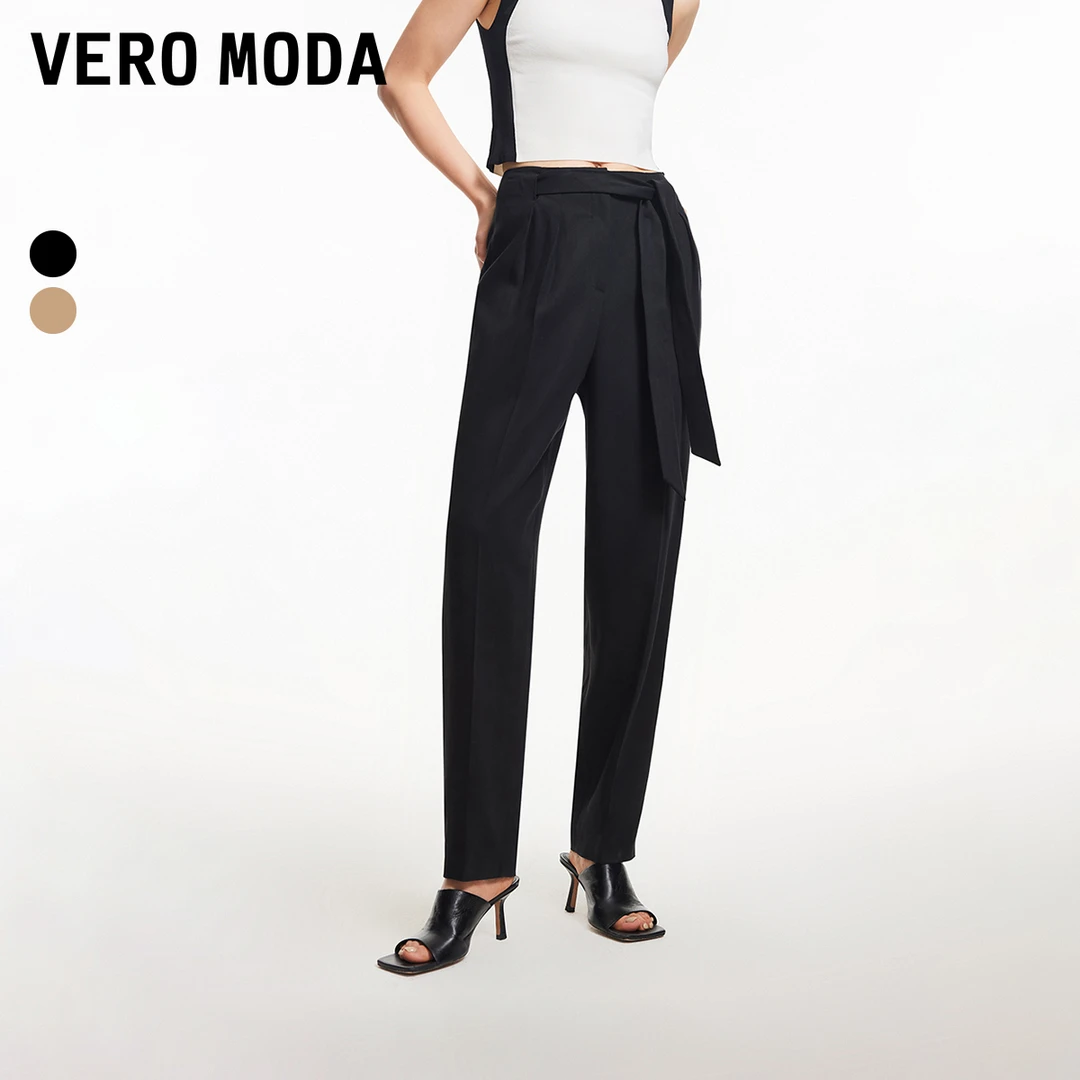 【丽公主专属】Vero Moda休闲裤系带高腰九分萝卜裤简约324250002