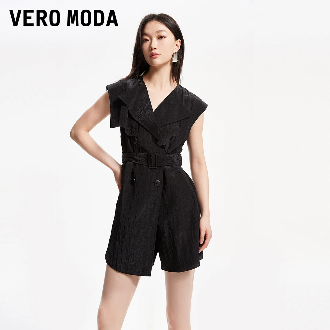 2027【达人专享】Vero Moda连体裤翻领排扣可拆卸短裤显瘦324278003