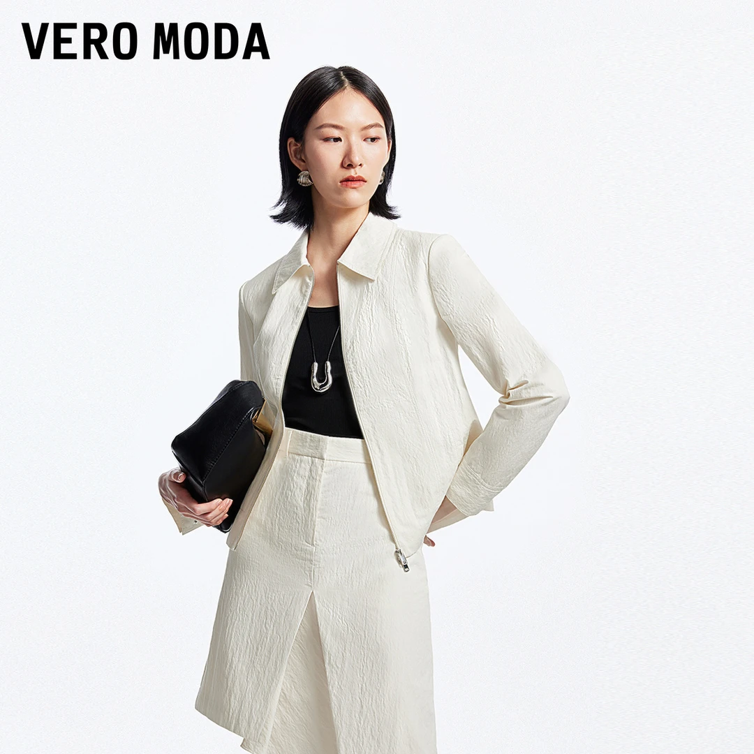 【达人专属】Vero Moda外套女肌理感直筒翻领纯色上衣324317001