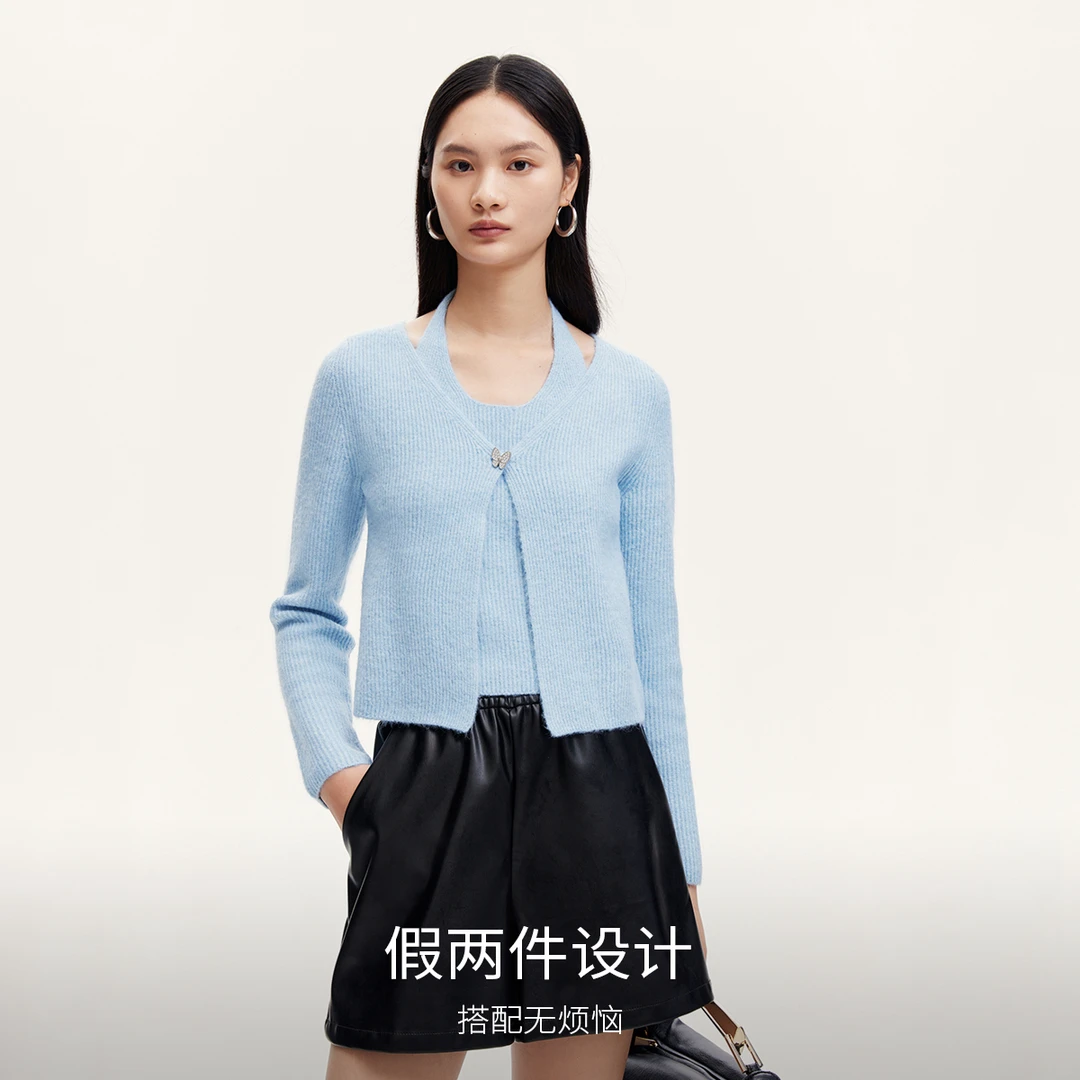 【芋总专属】Vero Moda针织衫挂脖假两件短款时尚324324074