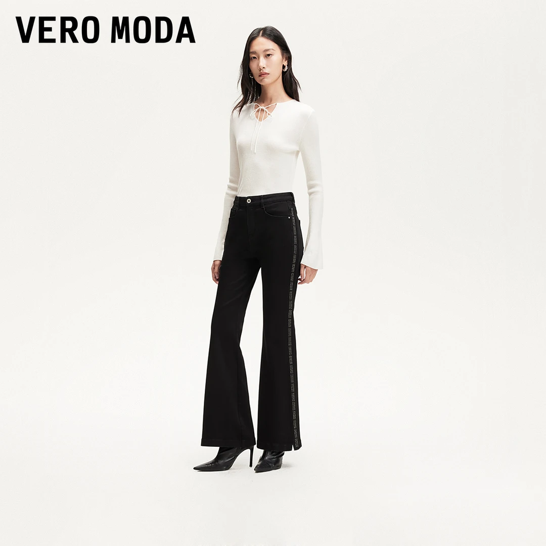 【达人专属】Vero Moda牛仔裤中腰钻饰微喇星星裤325132016