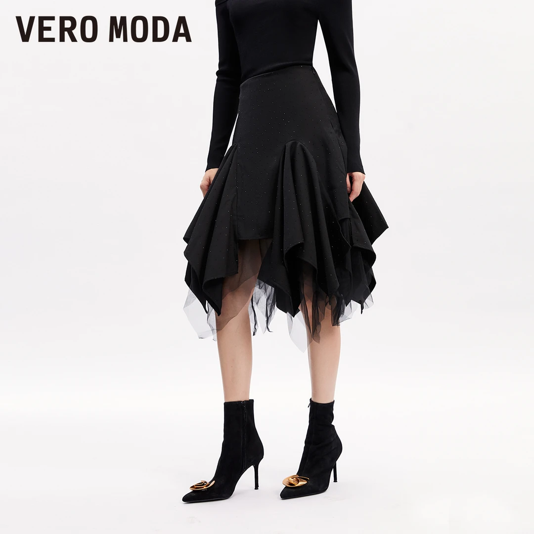 【芋总专属】Vero Moda半身裙网纱设计优雅浪漫气质323416010