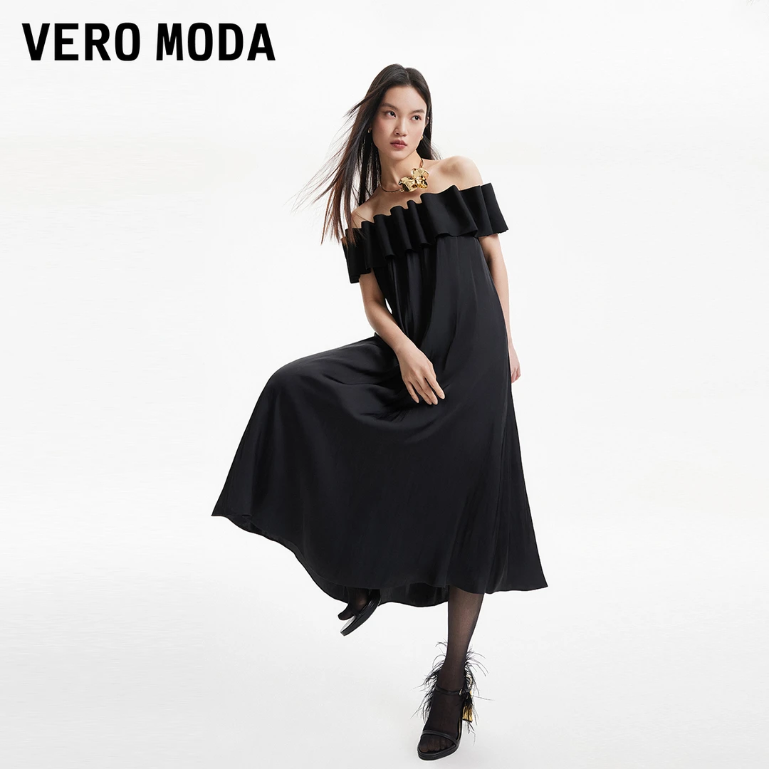 【Nanaco专属】 Vero Moda连衣裙松紧一字肩直筒洋气女装32427B002