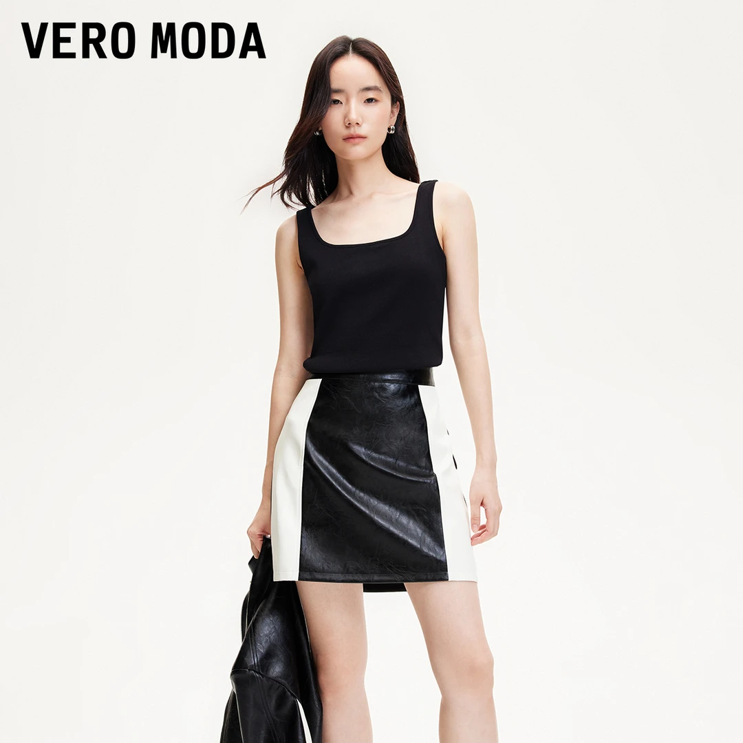 【达人推荐】Vero Moda半身裙设计感机车风拼接半身短裙32511G005