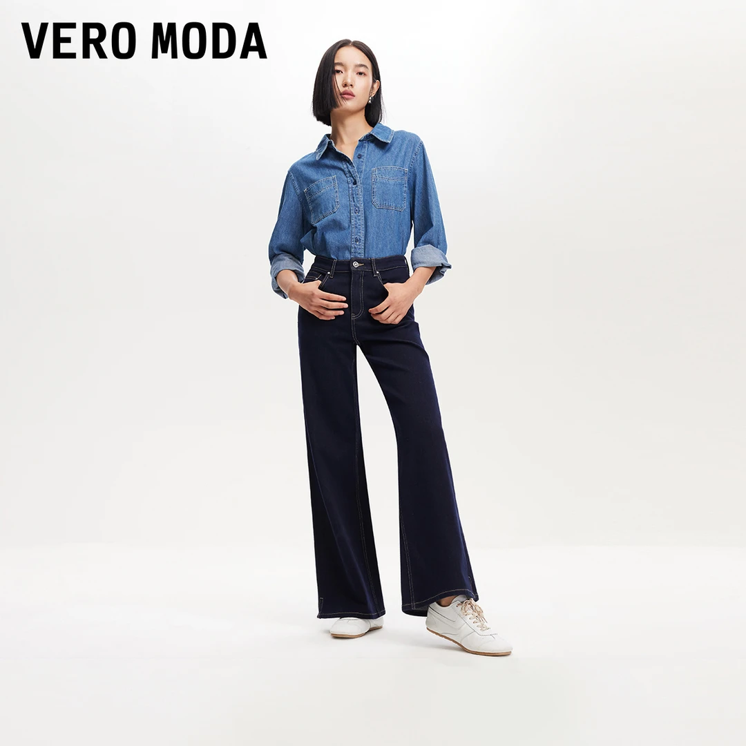 【达人专属】Vero Moda牛仔裤女中腰宽松直筒时尚复古325132007
