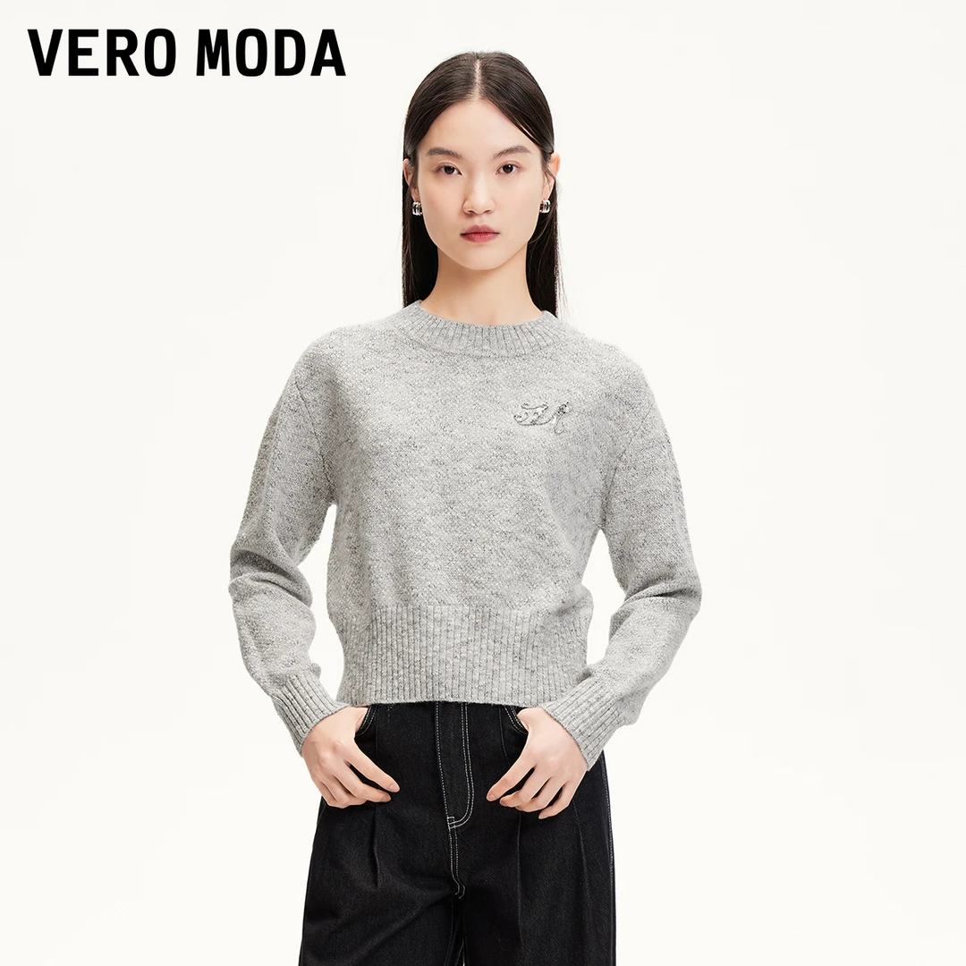 【粉丝专属】Vero Moda针织衫亮丝珠片字母花色针织衫325113057