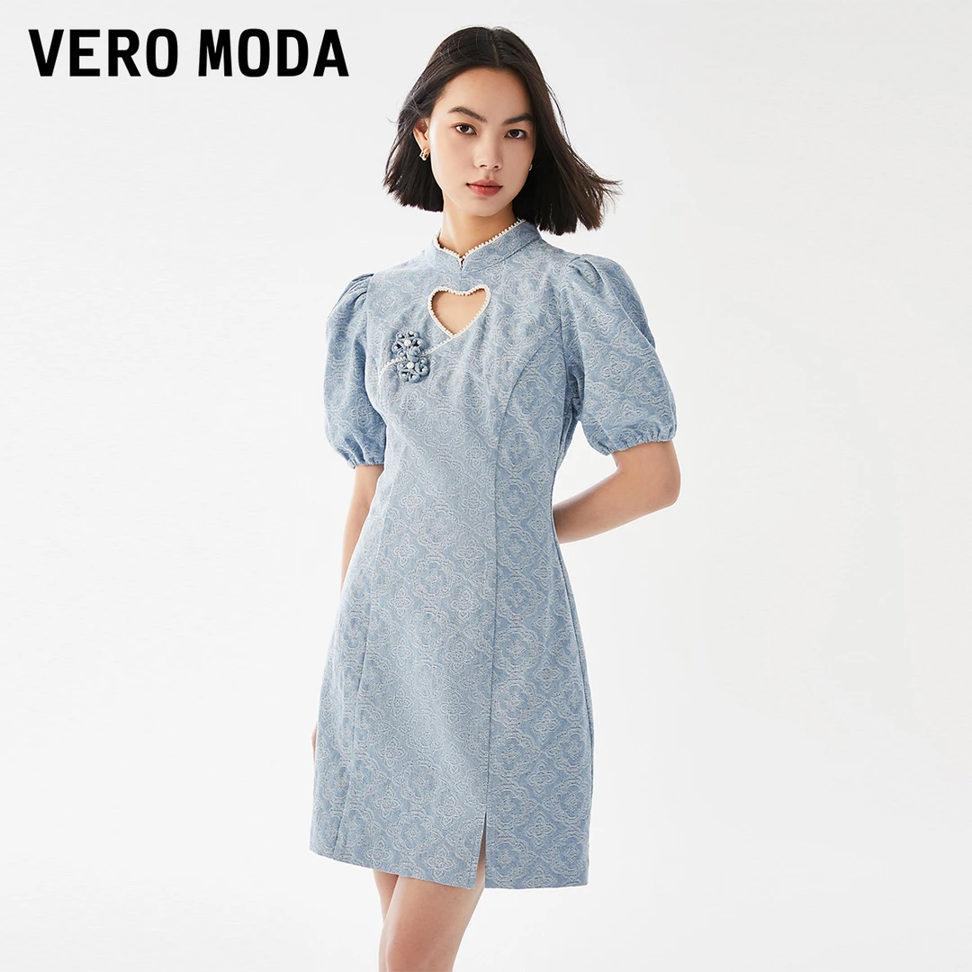 【粉丝专享】Vero Moda连衣裙泡泡袖新中式心形镂空|323242049