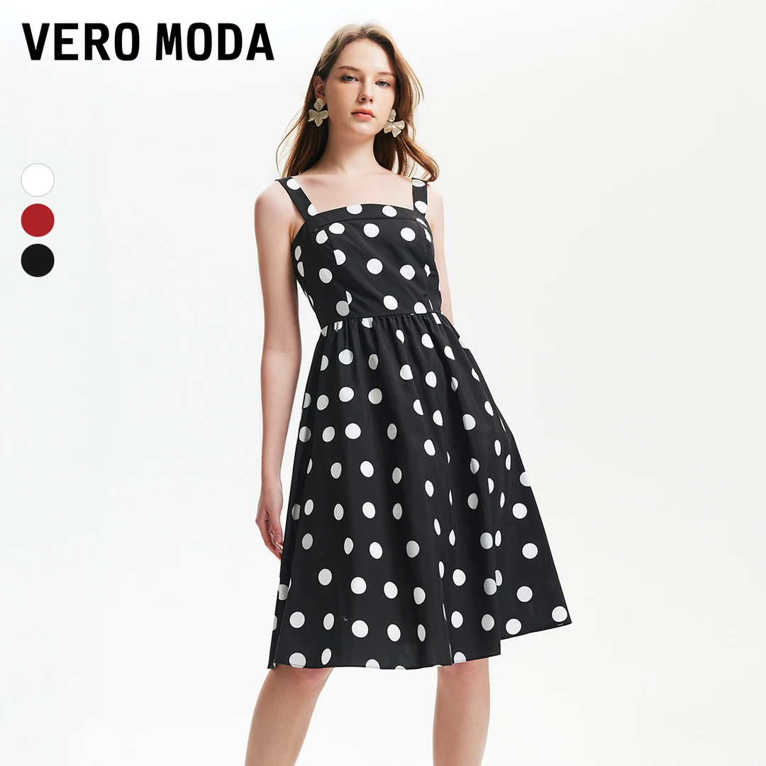 【许半夏推荐】Vero Moda连衣裙法式宽吊带伞摆女32417A018