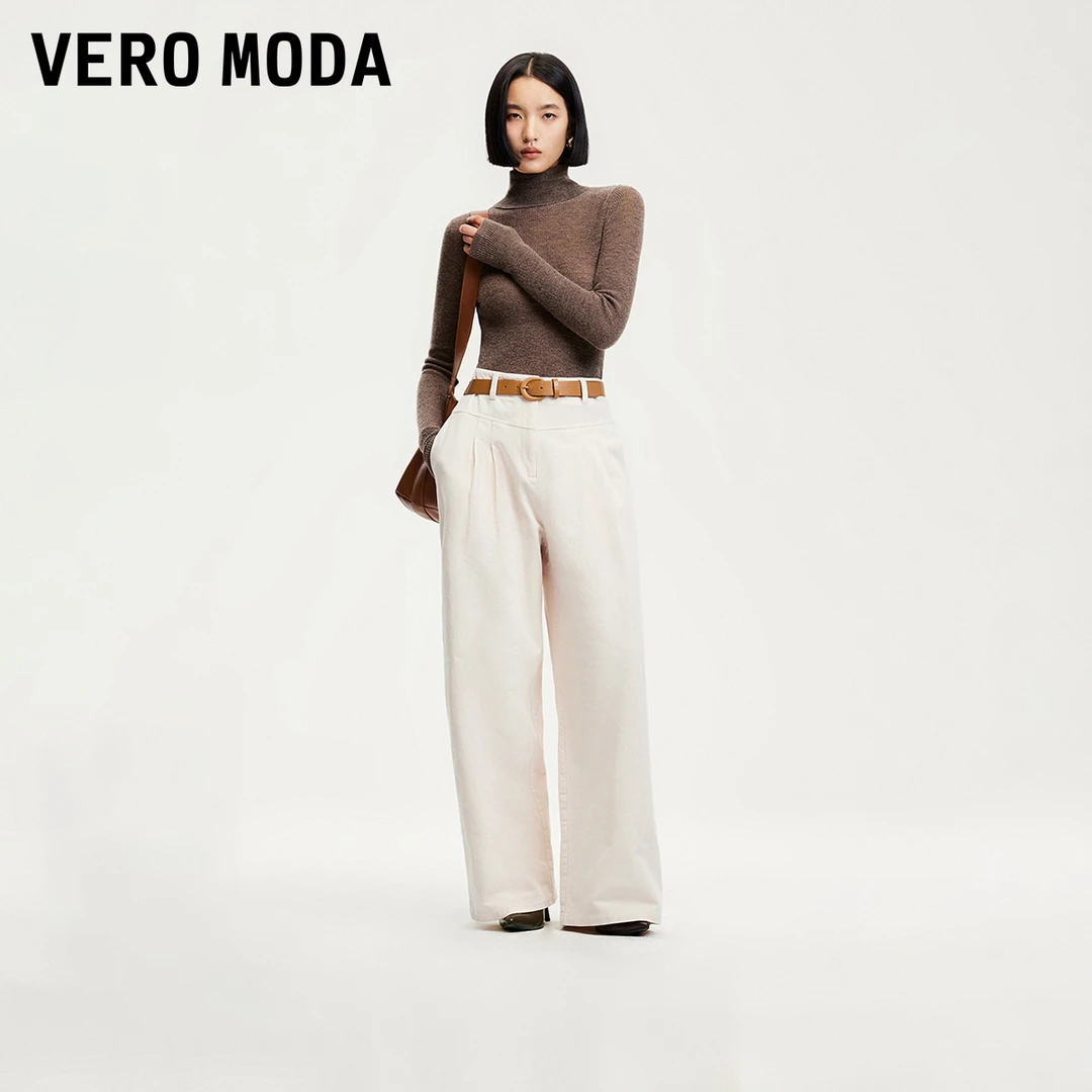 Vero Moda欧若风休闲裤女直褶可拆卸腰带休闲裤女百搭3243PL030