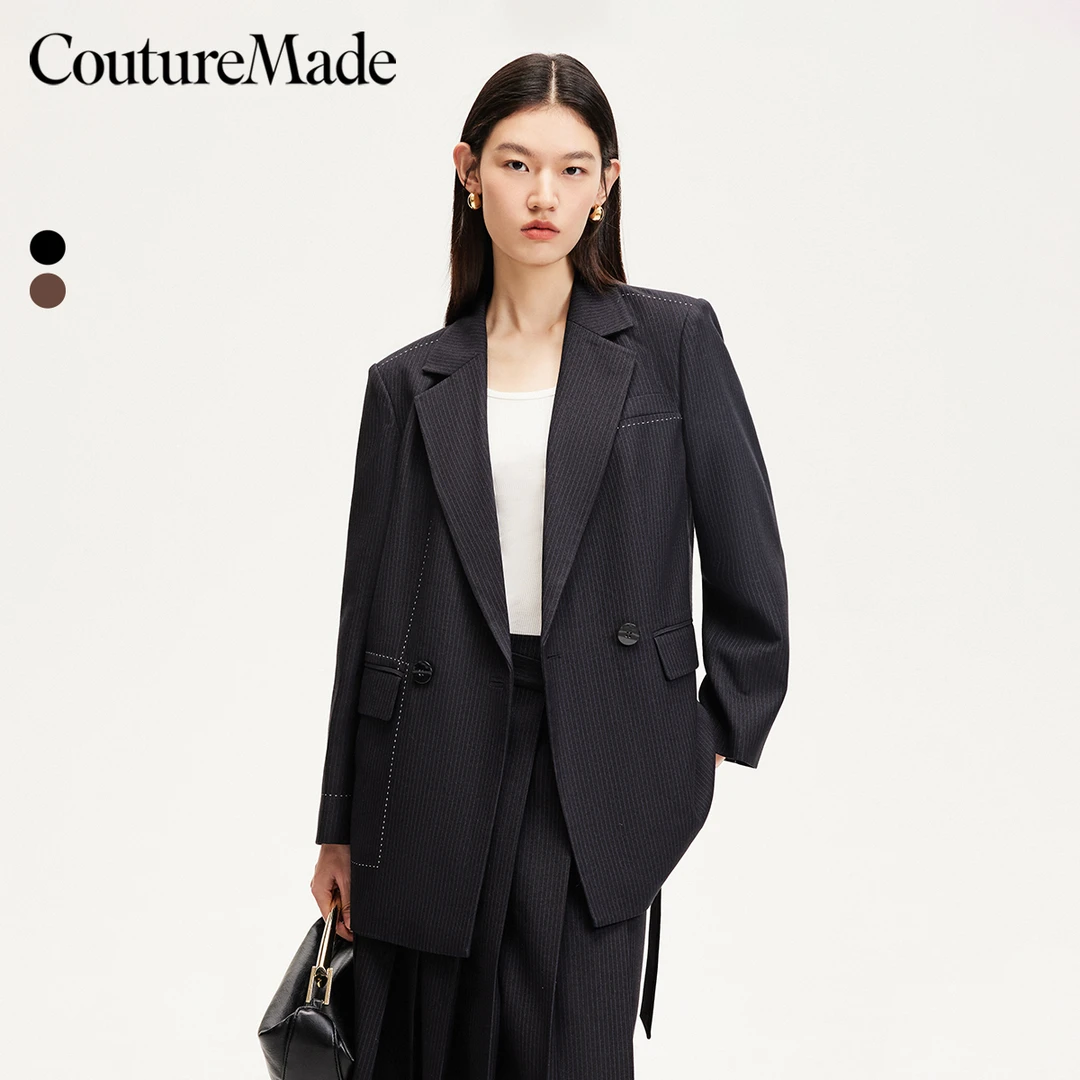 Couture Made西服设计感缝线休闲西装复古洋气流光风325108002