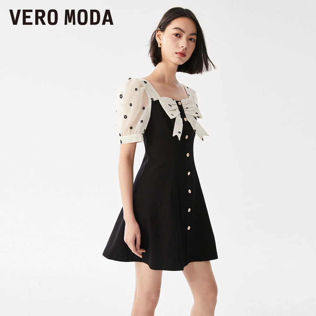 Vero Moda2024新款设计感连衣裙字版型甜美优雅碎花气质323342020