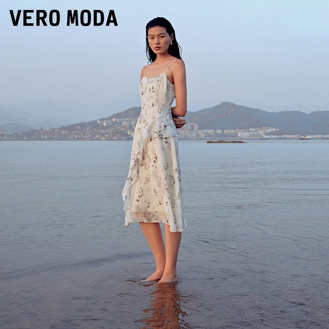 【达人专属】Vero Moda连衣裙夏荷叶边肩带可调节32427A037