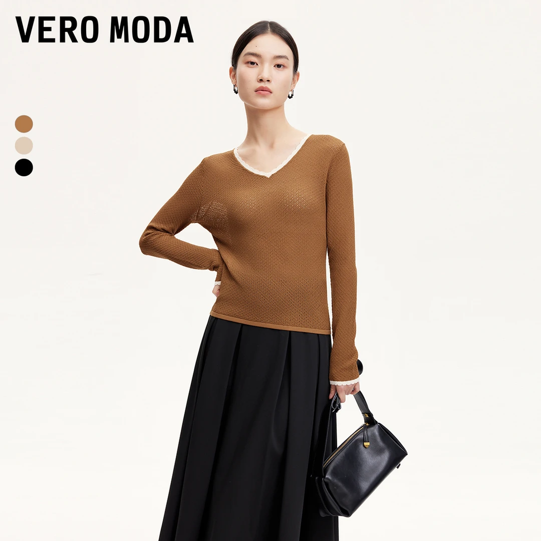 【芋总专属】Vero Moda针织衫V领波浪边独特简约324324051