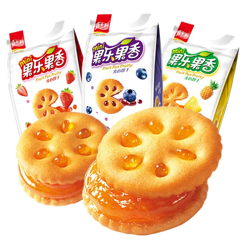 嘉士利果乐果香24袋P整箱果酱S夹心饼干早餐包装4袋零食散多口味