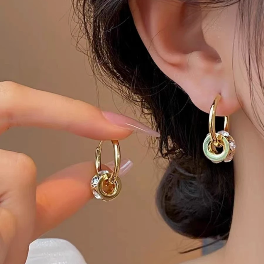 铜合金仿水晶耳饰 轻奢饰品1