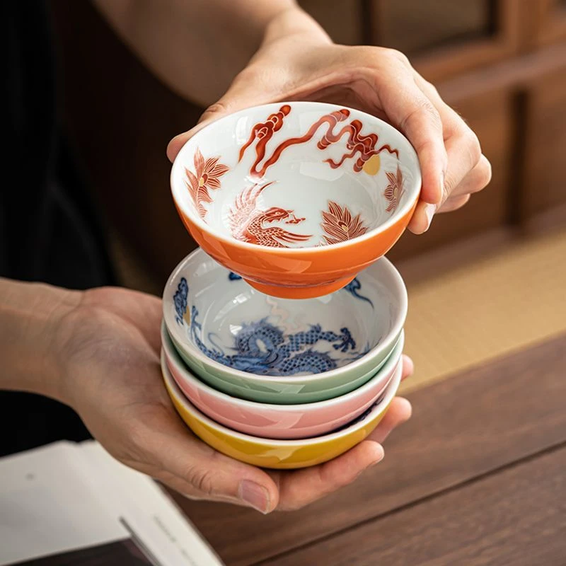 品茗杯小清新陶瓷满釉茶杯个人杯大容量单杯茶盏茶碗喝酒碗礼盒装