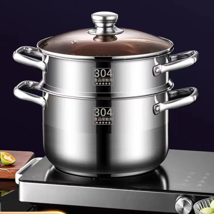 【24/26CM汤锅】加厚成型不锈钢蒸汤锅家用厨房蒸煮煲汤煮粥通用