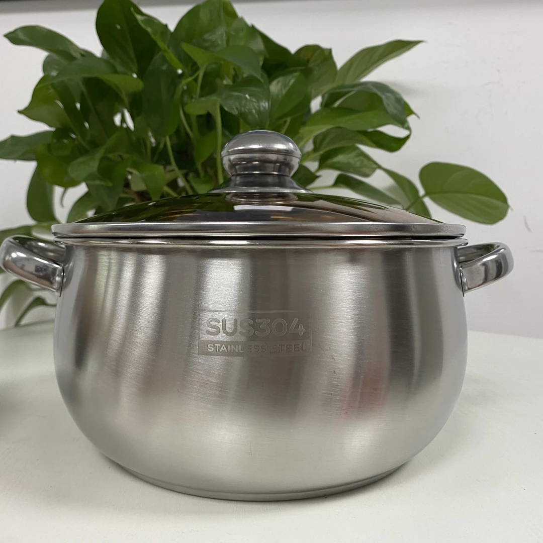 24CM不锈钢苹果锅大肚汤锅家用厨房双耳电磁炉燃气灶通用加厚