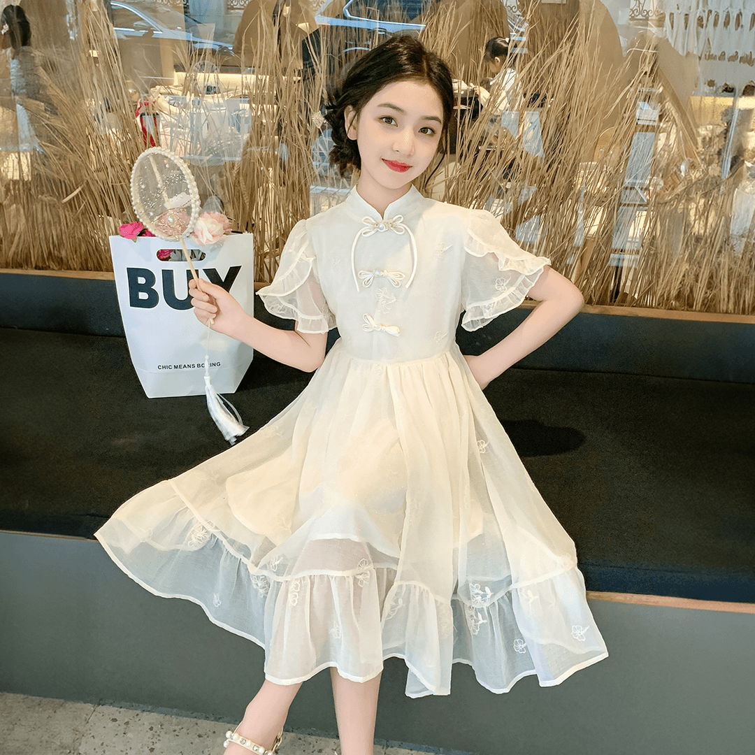 女童连衣裙夏季新款洋气儿童夏天中国风女孩夏装古风裙子X61117