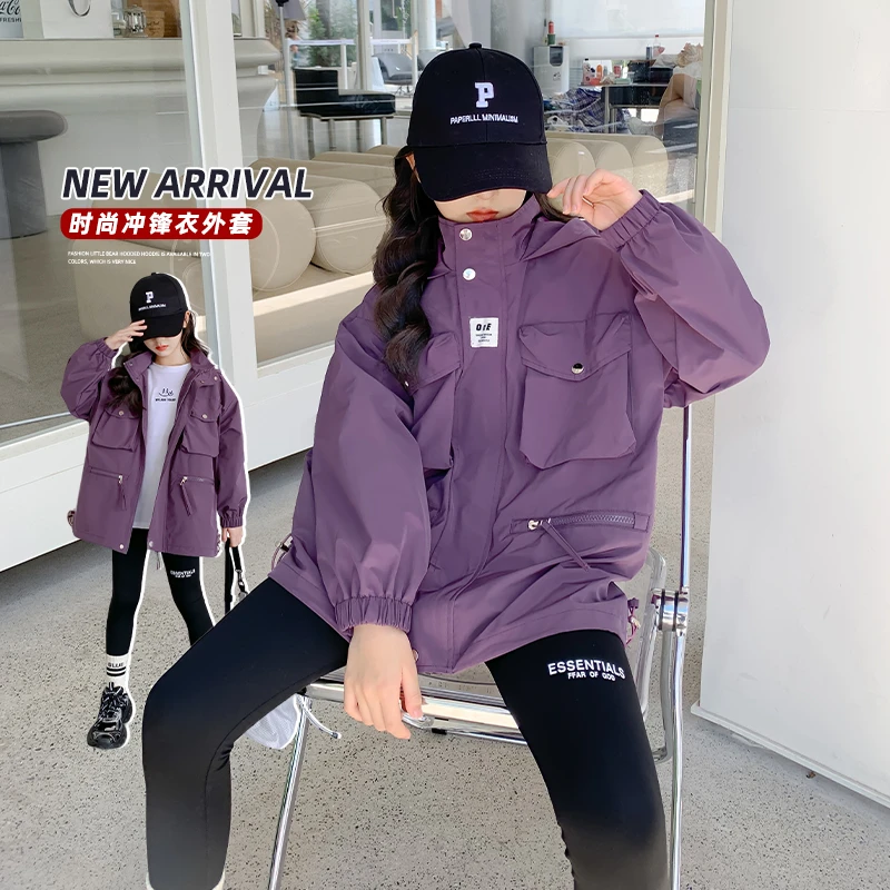 女童秋装外套2025春秋新款韩版洋气上衣宝宝连帽运动外套WT60111