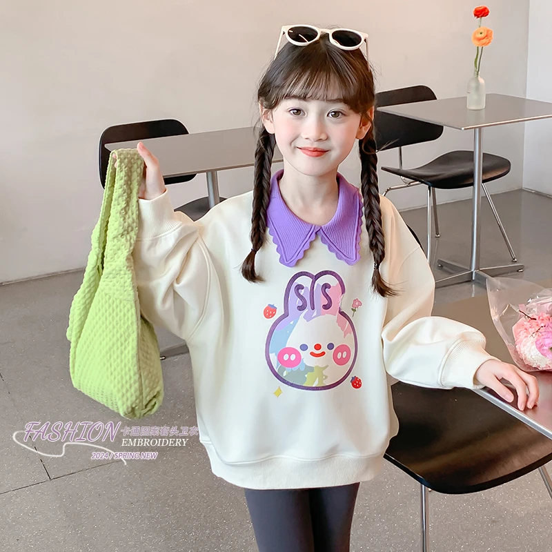 女童2025秋款新款时尚儿童休闲洋气百搭套头宽松中大童卫衣DY203