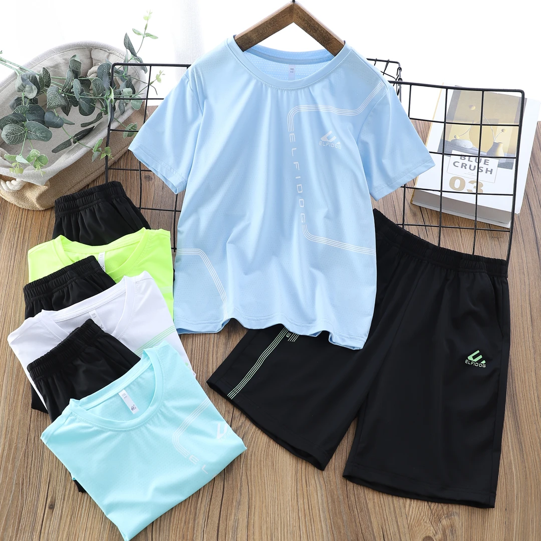 童套装2024夏季新款时尚休闲速干洋气男女童套装T04-36088