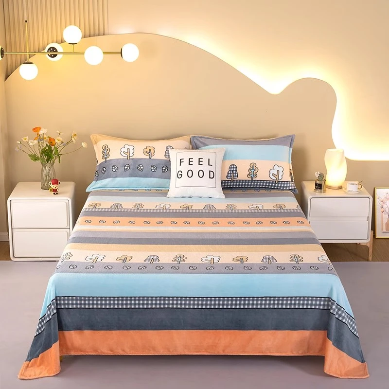 牛奶绒床单单件加绒保暖冬季毛绒毯子法兰绒珊瑚绒加厚宝宝绒被单