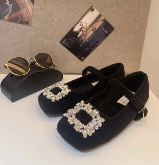 老赵服饰 气质玛丽珍毛呢加绒单鞋 21AU3000