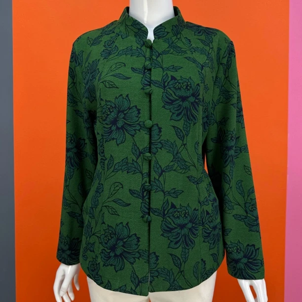 秋冬新款弹力德绒磨砂绒上衣立领盘扣开衫中老年女装长袖双兜绒衫