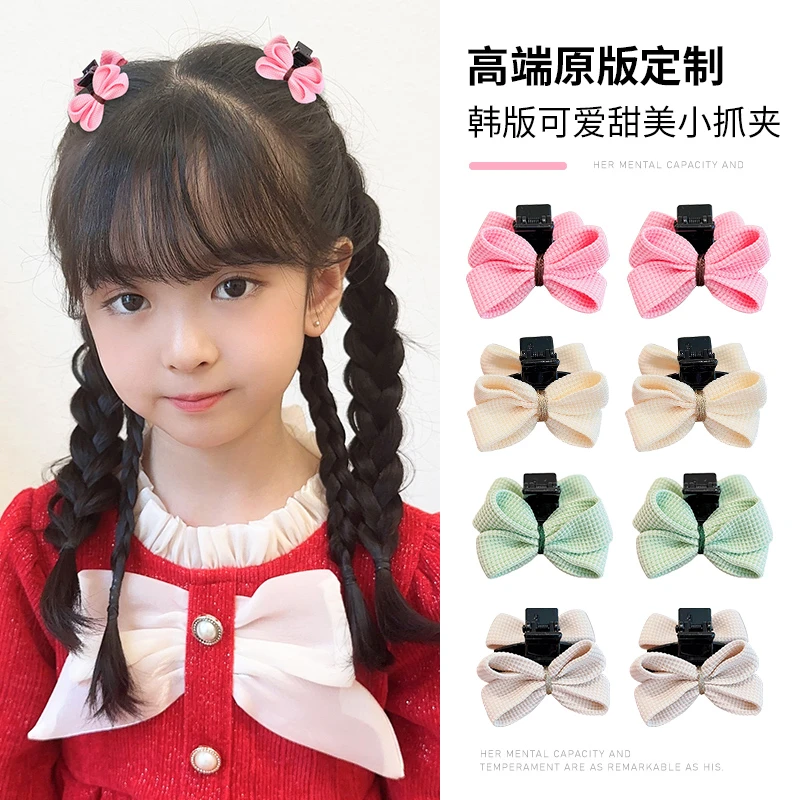 2023年新版儿童糖果色布艺蝴蝶结小抓夹可爱甜美发饰女童宝宝简约