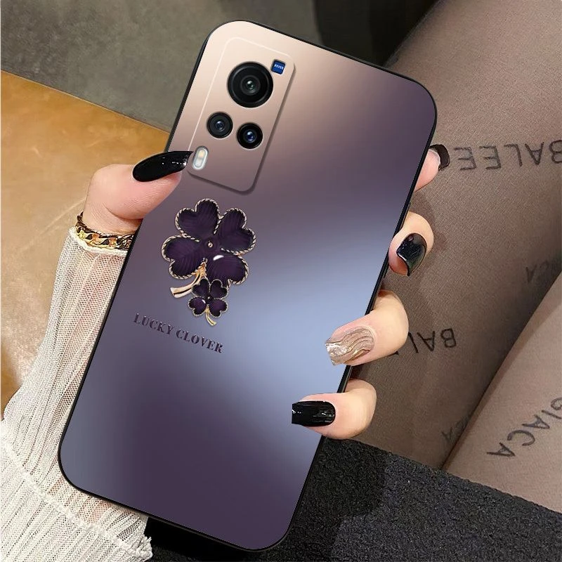 适用于vivoX60 X60Pro手机壳+四叶草X60曲屏版全包防摔硅胶超薄套