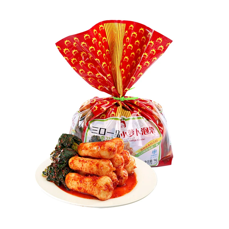 三口一品朝鲜新鲜爽口韩国泡菜酸香辣白菜青年小萝卜咸菜1000g