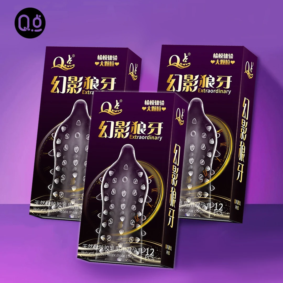 Q点带刺大颗粒狼牙安全套 玻尿酸润滑水润情趣延时套成人天然橡胶胶乳男用避孕套