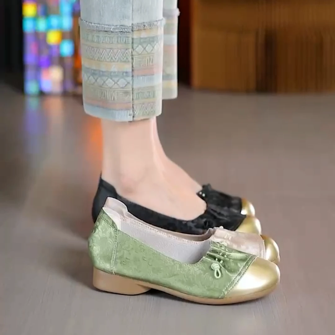 【真皮】中式国风浅口平底单鞋圆头玛丽珍鞋复古休闲鞋百搭女鞋